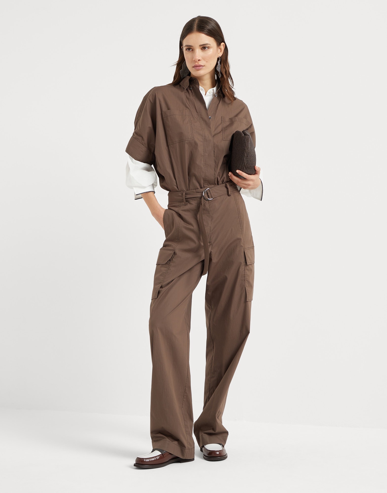 Lightweight poplin utility jumpsuit with monili - 5