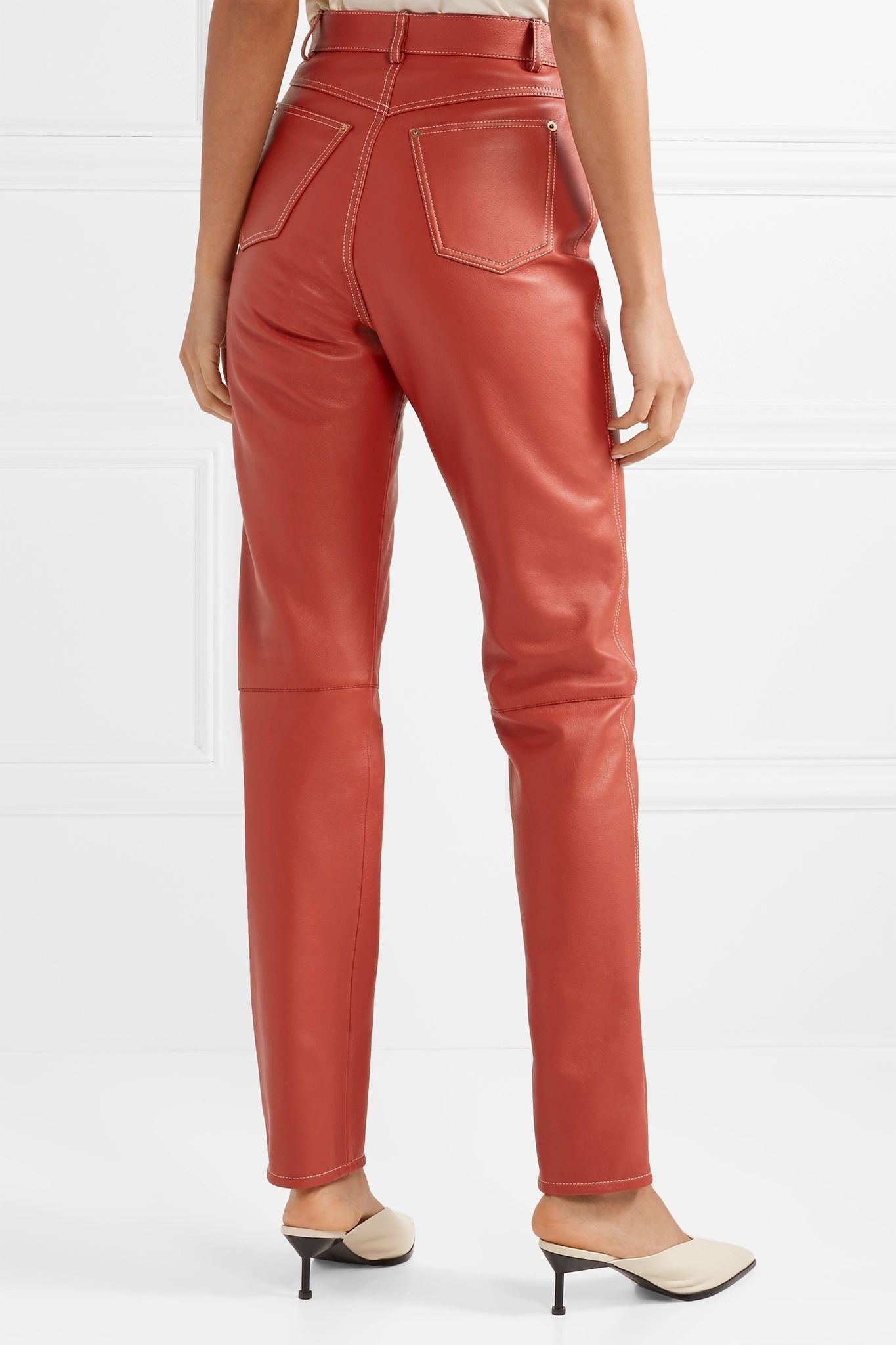 Leather straight-leg pants - 4