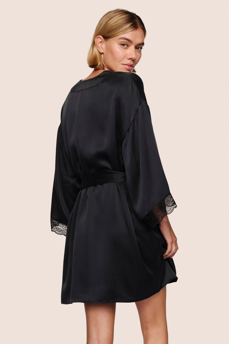 eberjey Washable Silk Lace Robe outlook