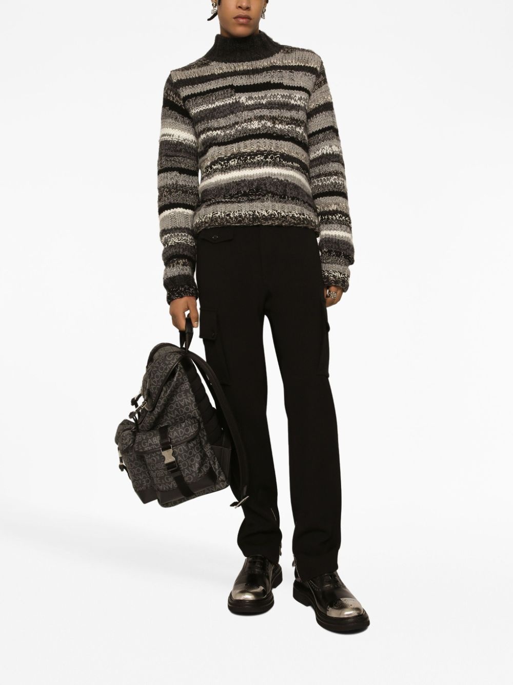 logo jacquard buckled backpack - 2