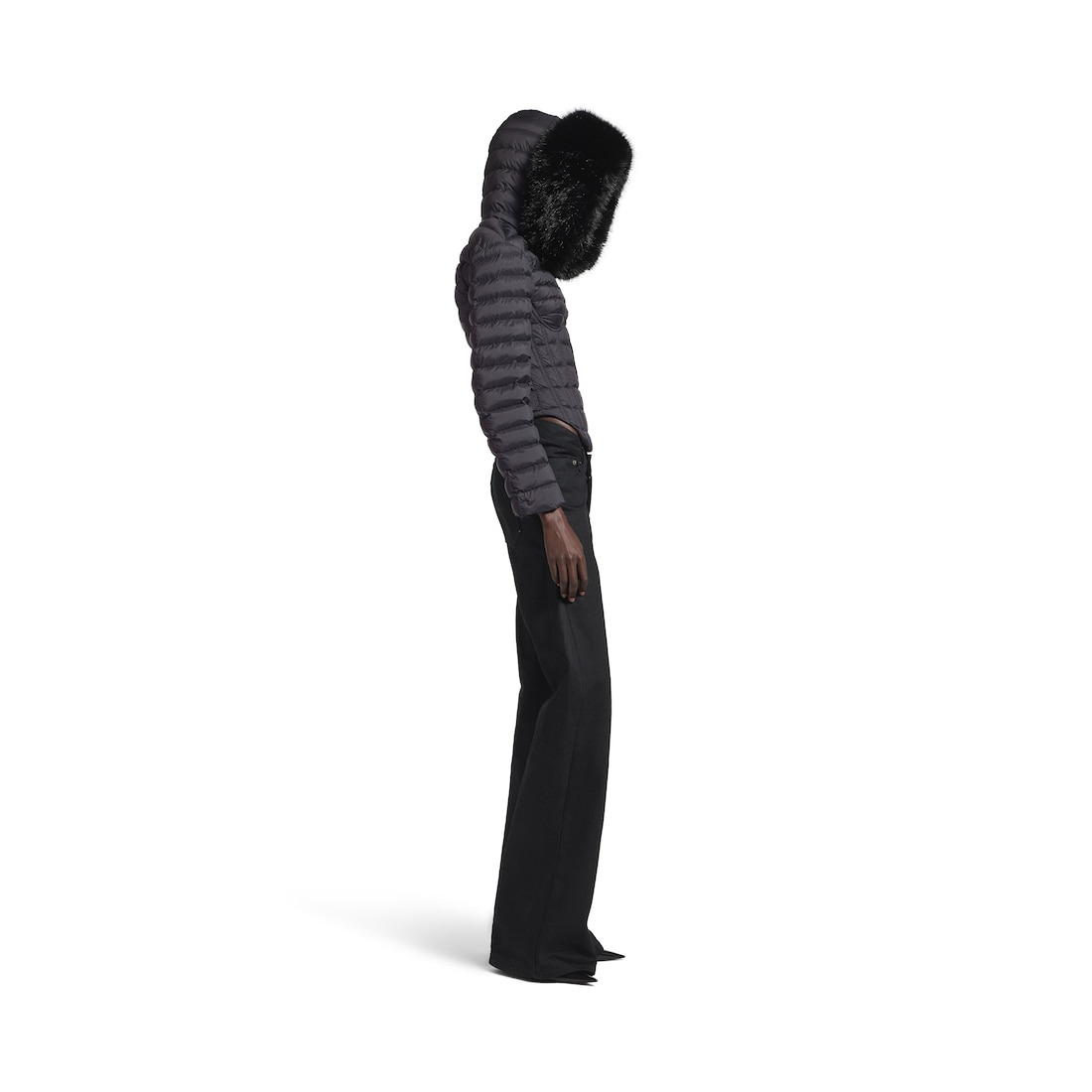 Women's Curved Waist Pants in Black - 3