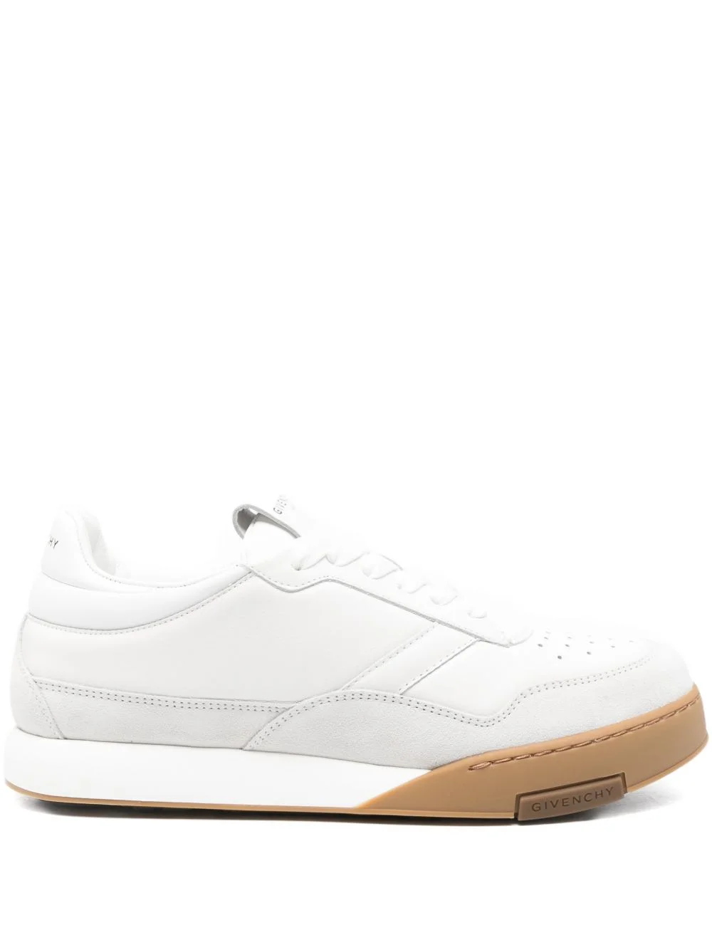 perforated-detail panelled sneakers - 1