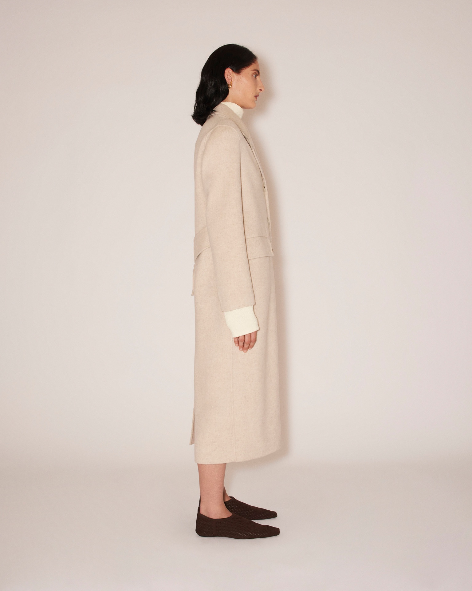 ILYS - Double wool flared coat - Oat - 3