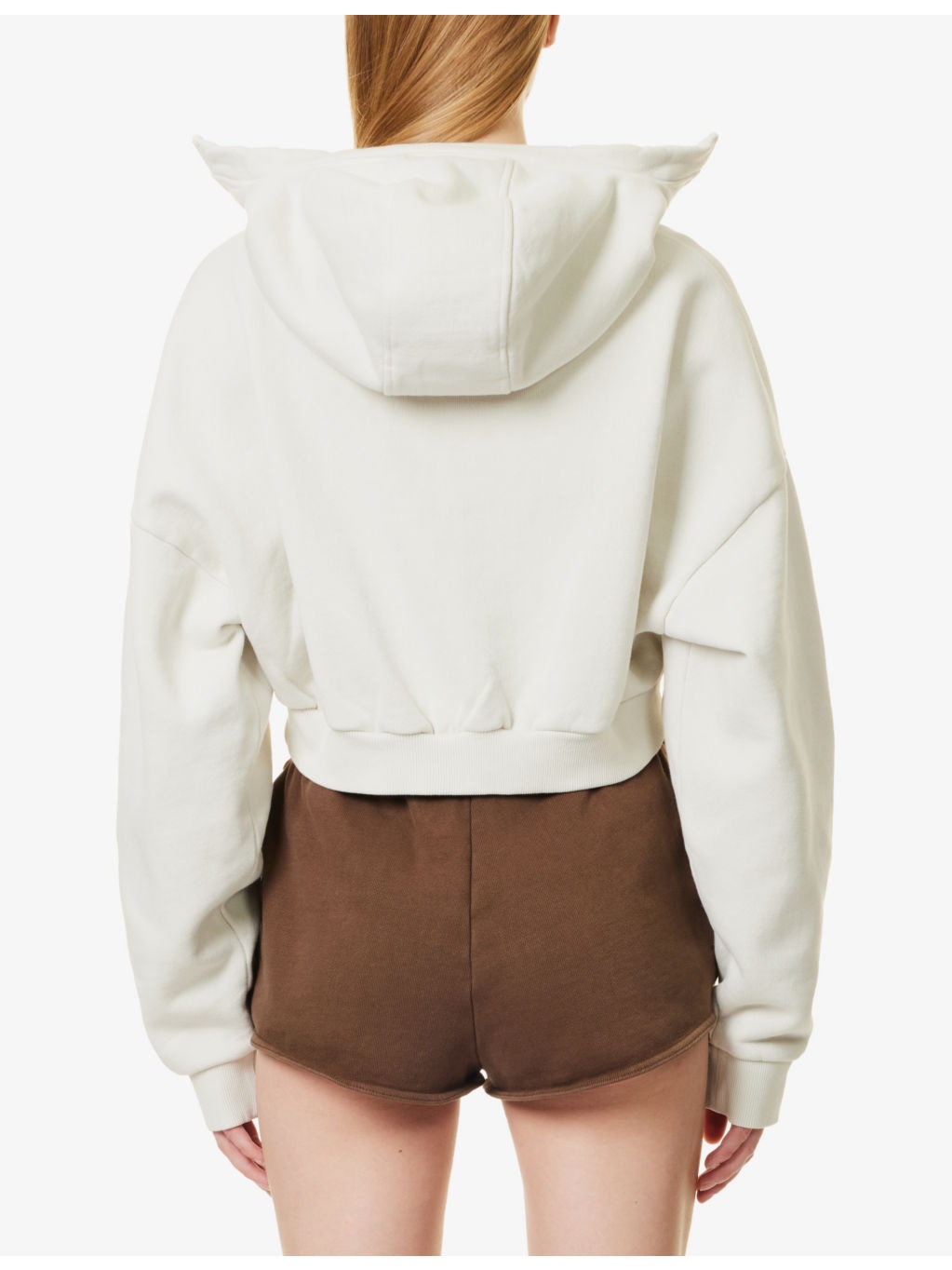 Cropped Dropped-Shoulders Cotton-Jersey Hoody - 4