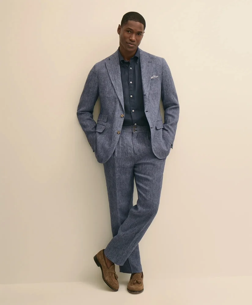 Classic Fit Linen Twill Suit Pants - 1
