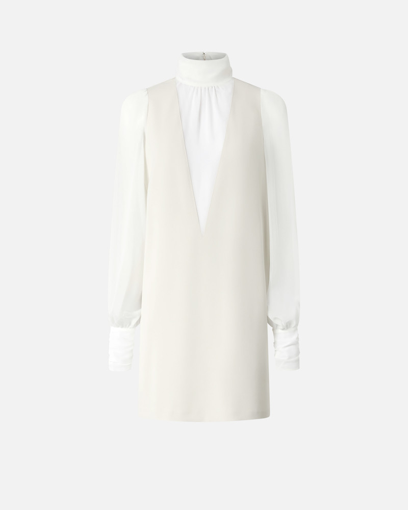 DRESS WITH GEORGETTE SLEEVES AND HIGH NECK 1