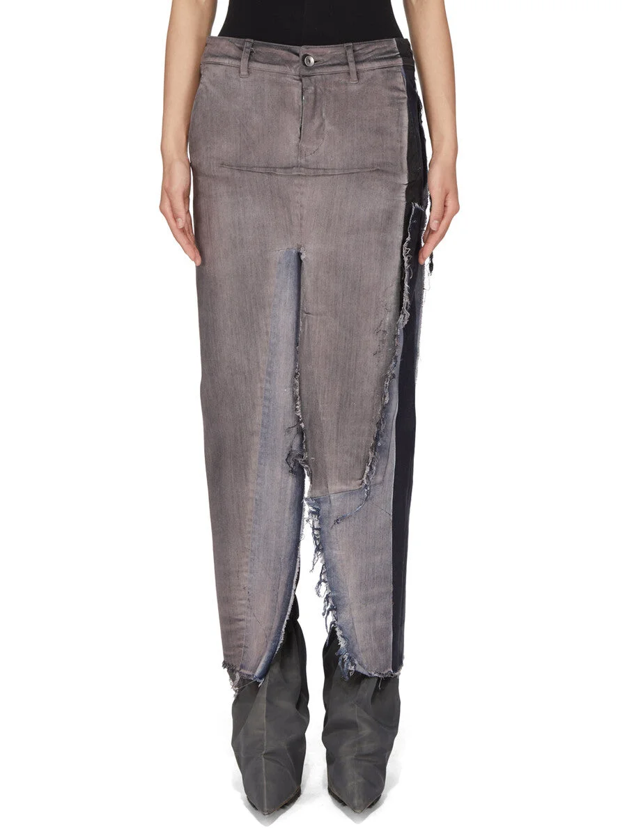 DENIM SLICED SKIRT - 1