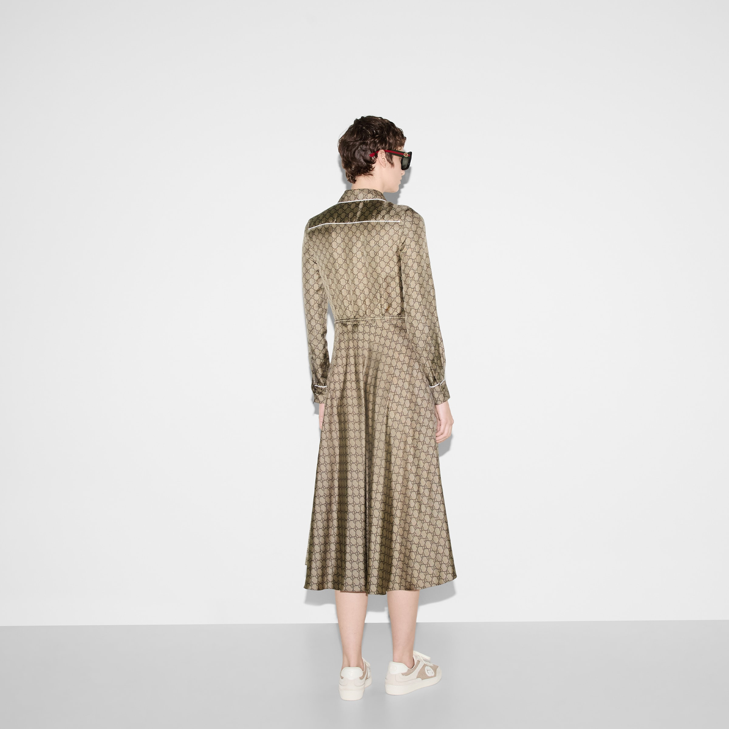GG silk twill dress - 4