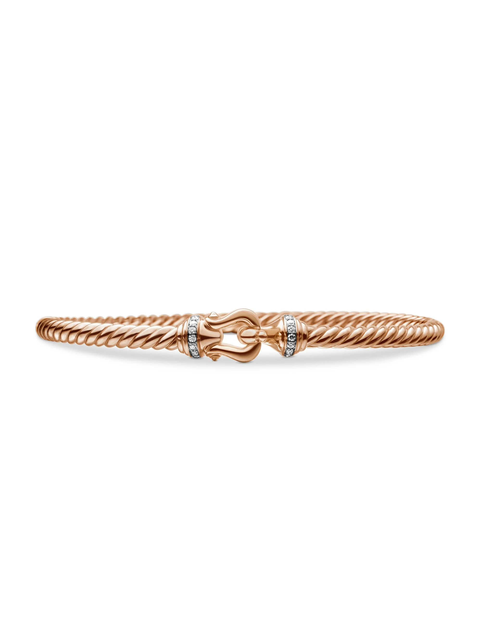 Women's Buckle Bracelet in 18K Rose Gold with Pavé Diamonds - Rose Gold - 1