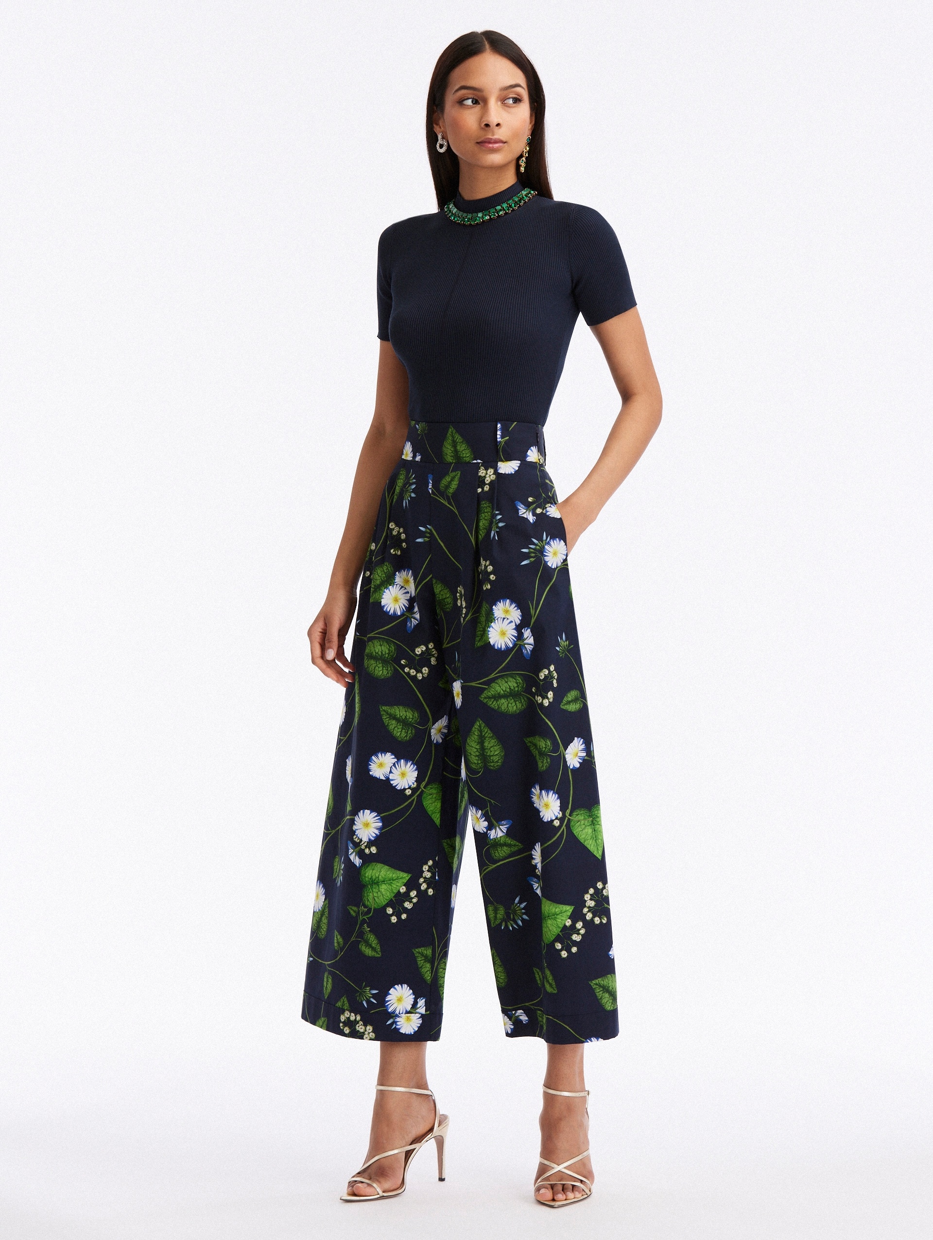 MORNING GLORY POPLIN CULOTTE PANTS - 1