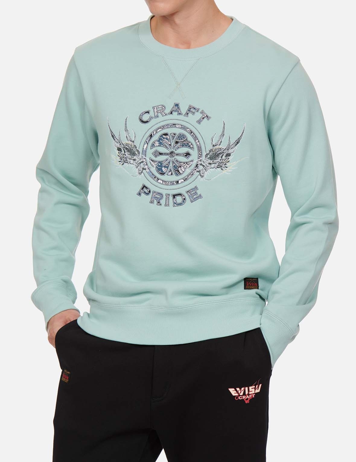 BROCADE KAMON APPLIQUÉ AND DRAGON EMBROIDERED SWEATSHIRT - 3