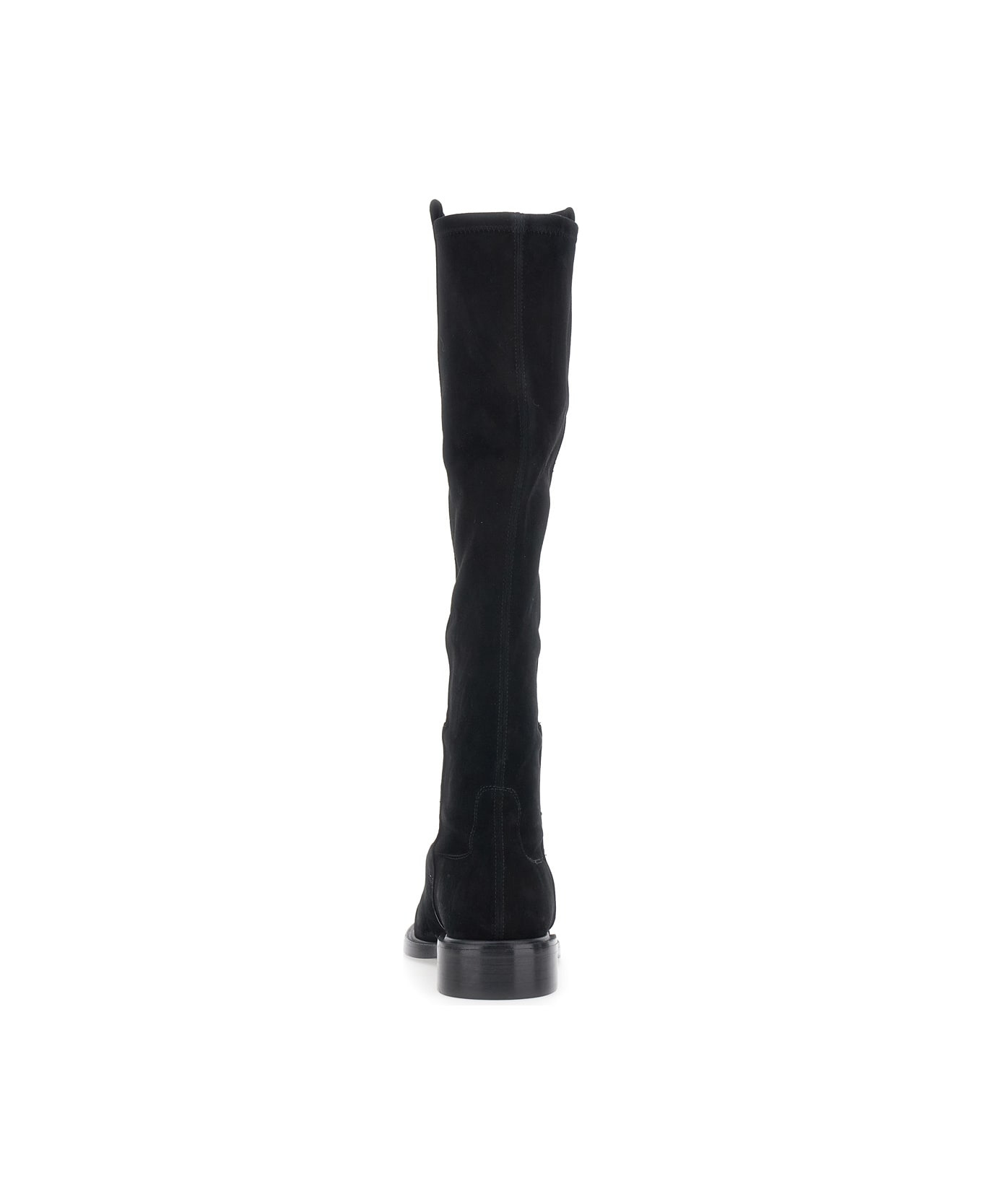 Black Knee-high Boots With Low Block Heel In Leather Woman - 4