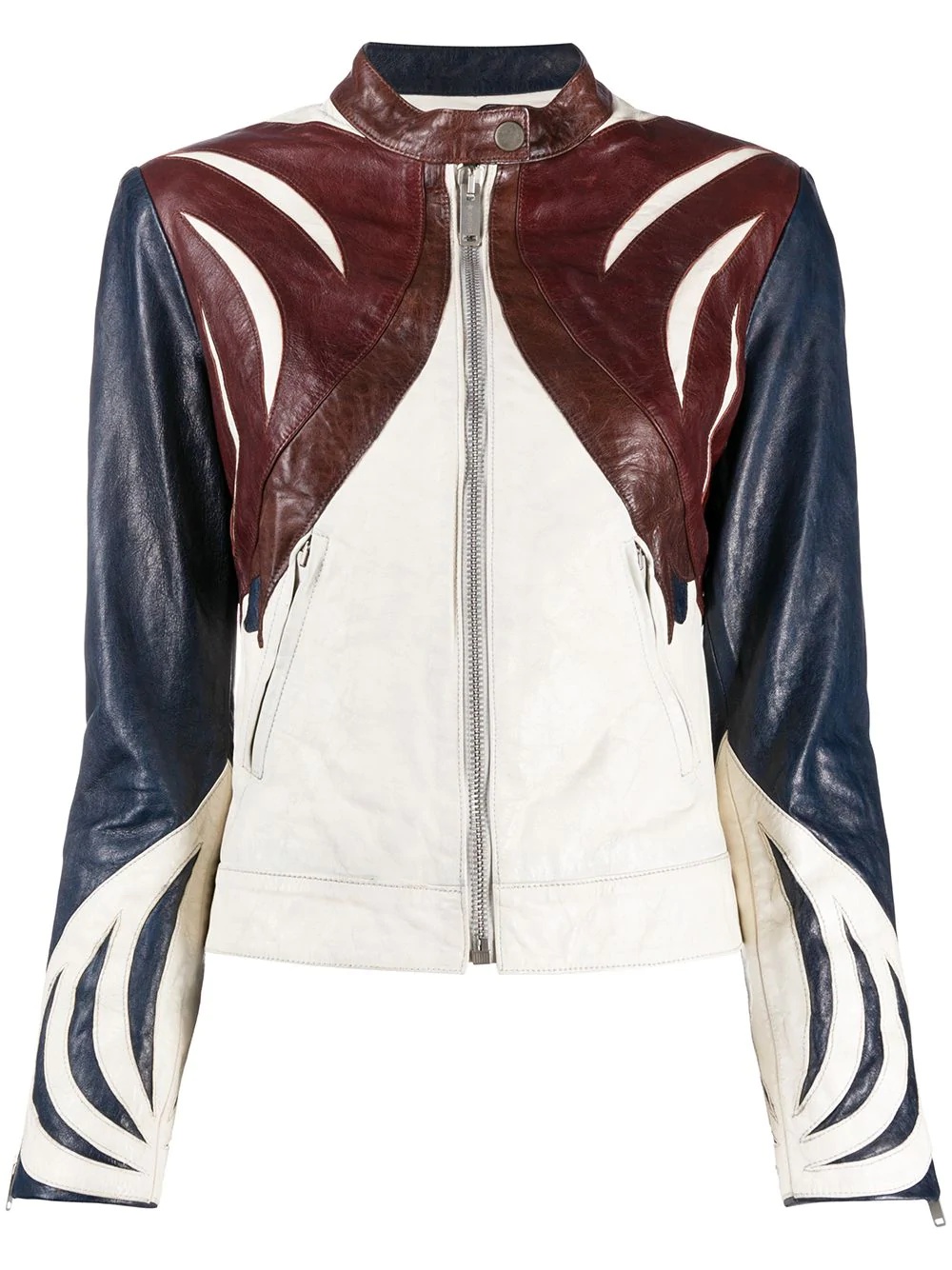 panelled leather jacket - 1