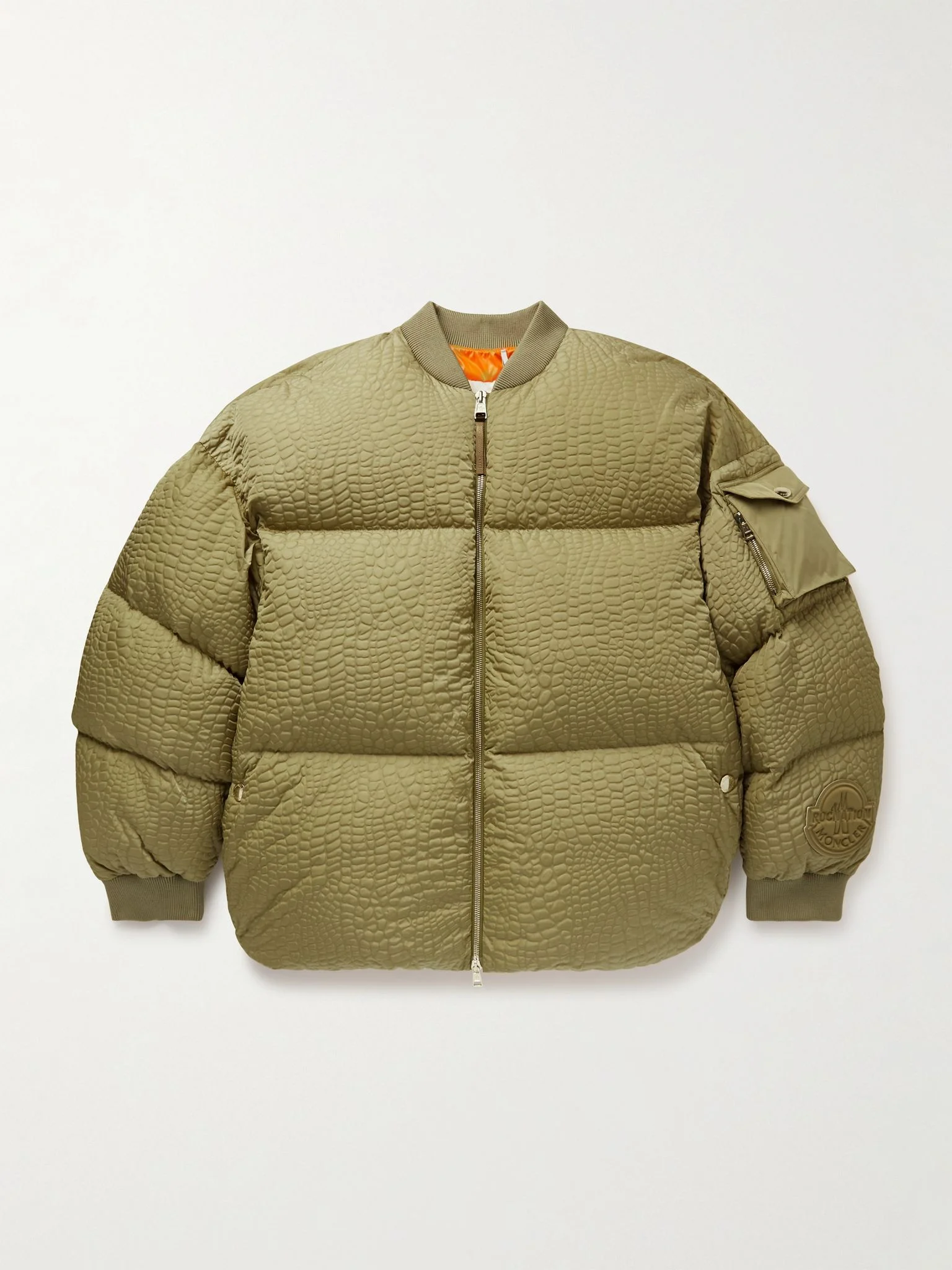 + Roc Nation by Jay-Z Centaurus Croc-Effect Quilted Shell Down Jacket Green - 1