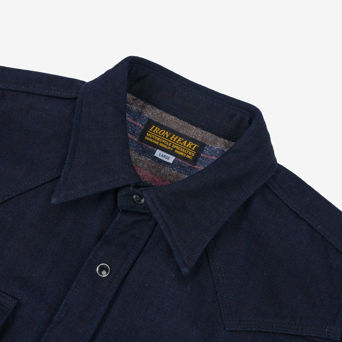 IHSH-368-IND 14oz Double Cloth Western Shirt - Indigo - 8