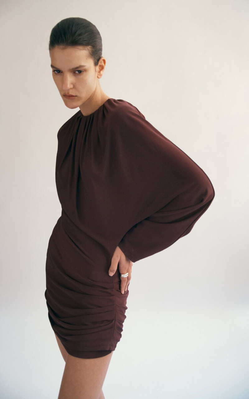 KALLMEYER Rickie Ruched Mini Dress burgundy outlook