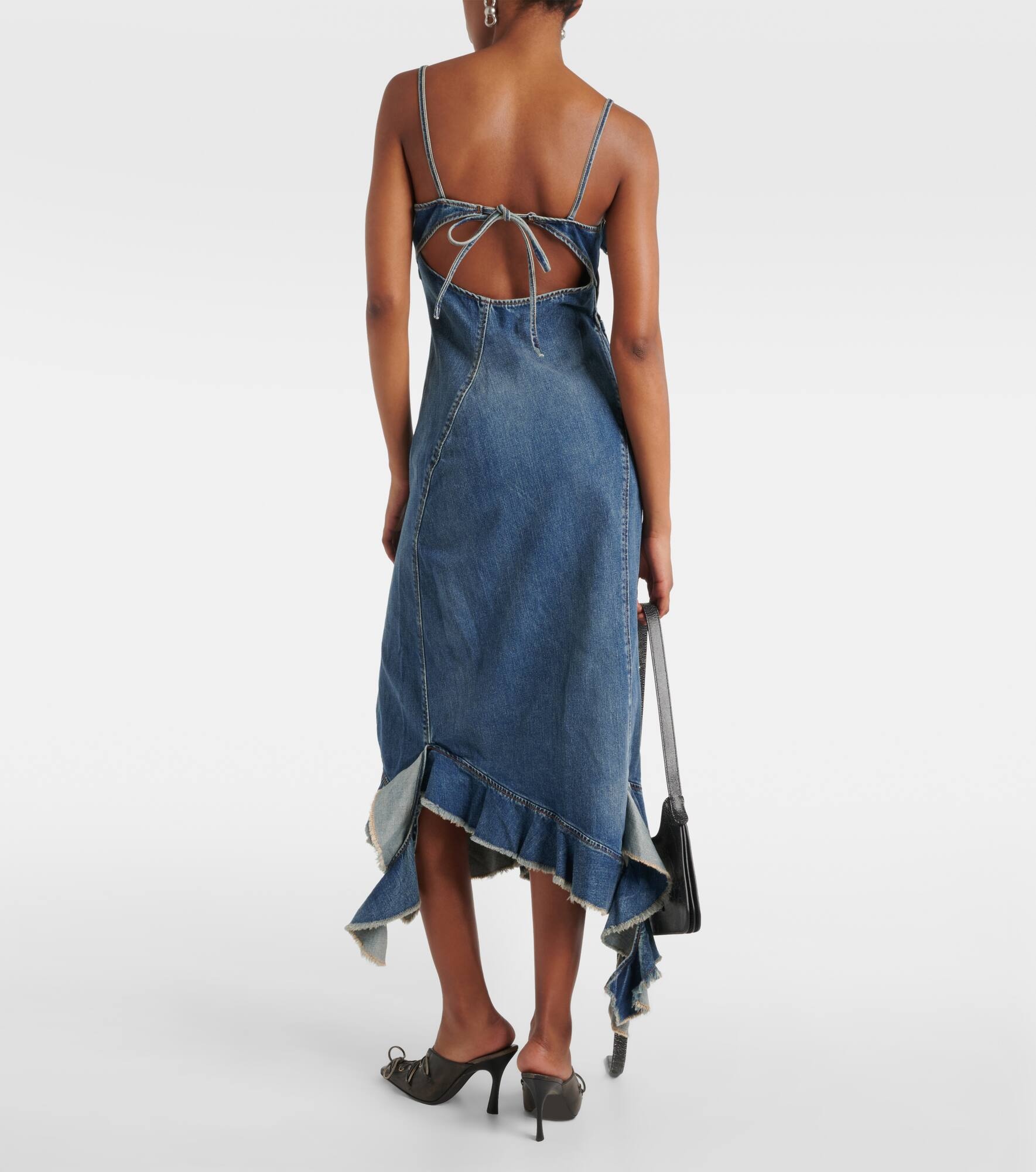 Delouise ruffled denim midi dress - 3
