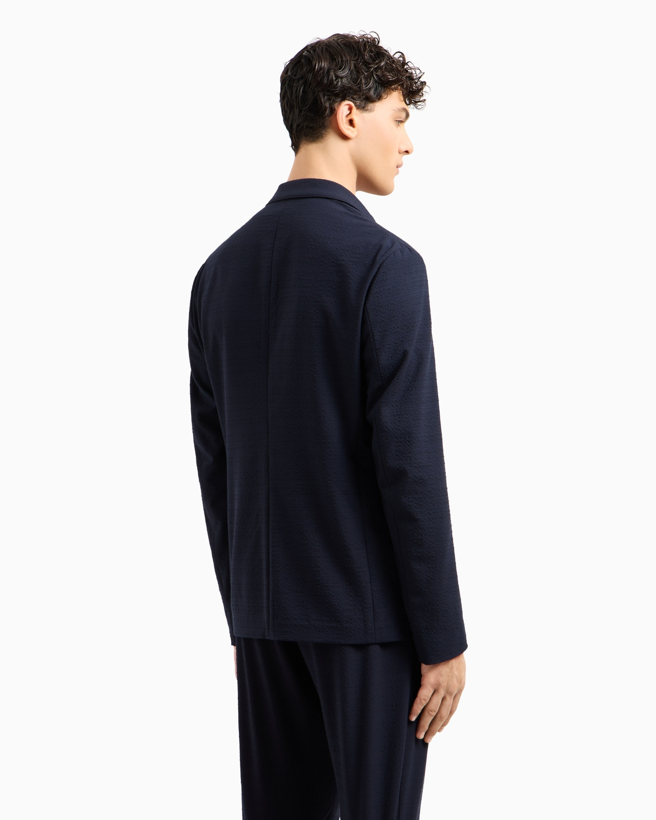 SINGLE-BREASTED JACKET IN TECHNICAL SEERSUCKER FABRIC - 3