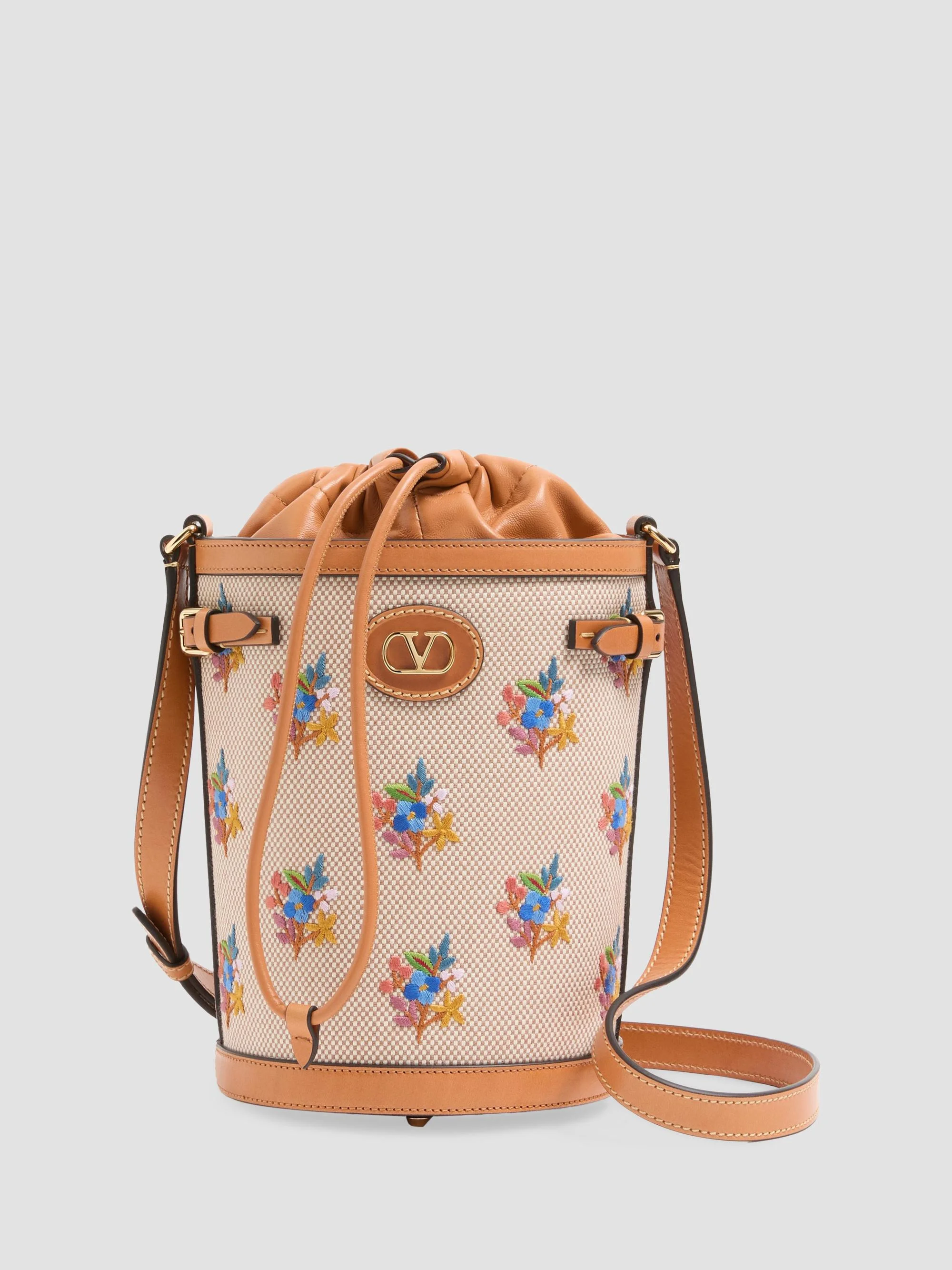 Women's Antibes Canvas Embroidered Medium Bucket Bag - Natural Multicolor - 1