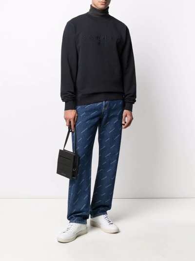 Sandro diagonal logo-print straight leg jeans outlook