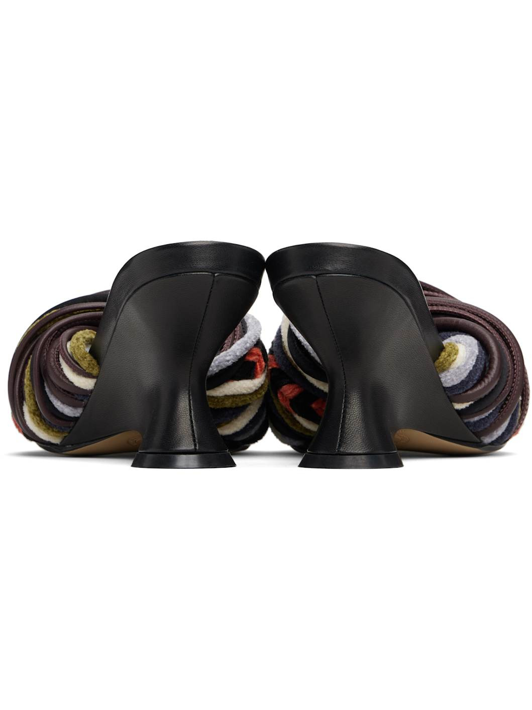Multicolor Open-Toe Leather Mule Heeled Sandals - 2