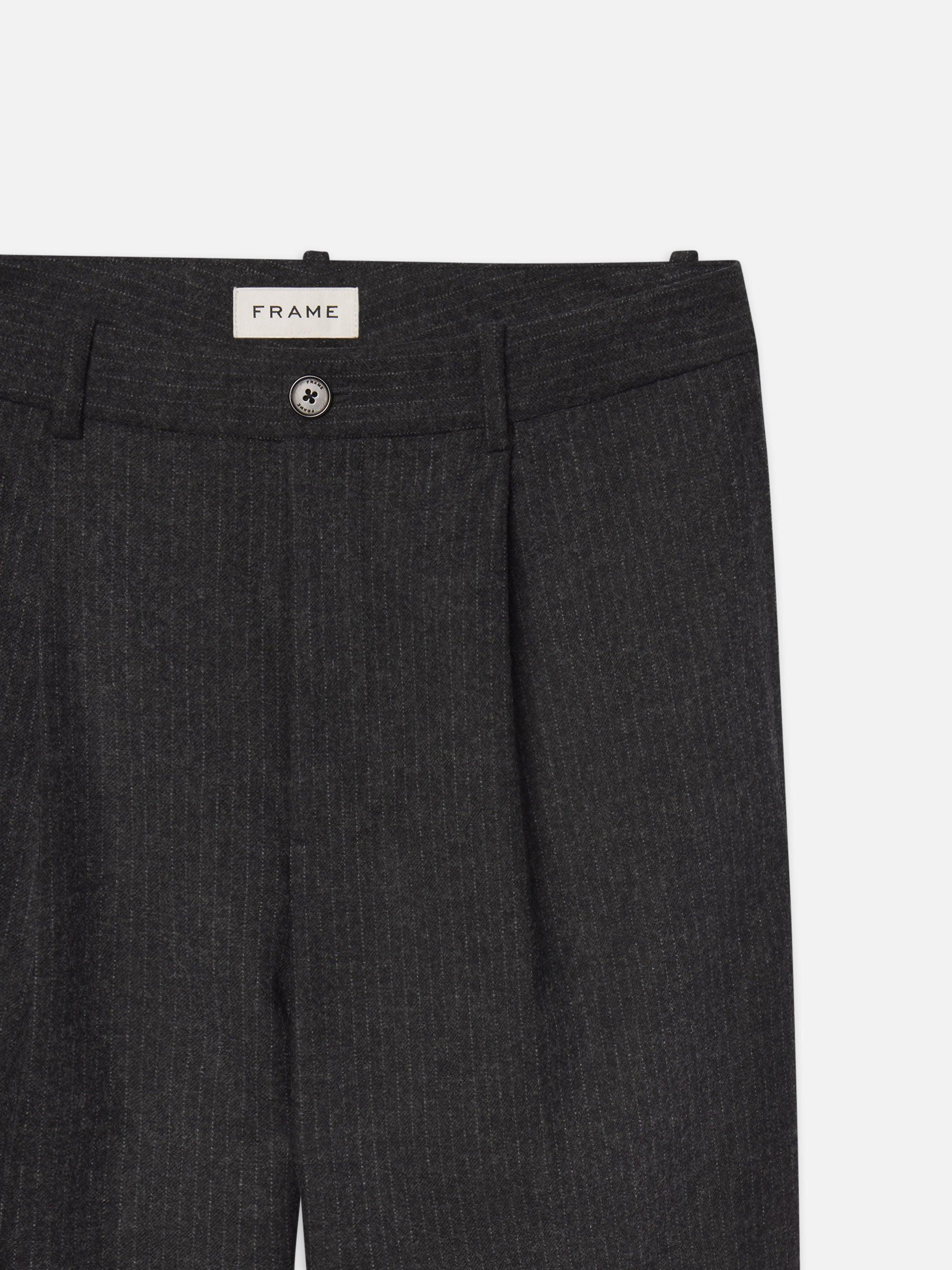 Pinstripe Wide Leg Trousers in Dark Grey - 2