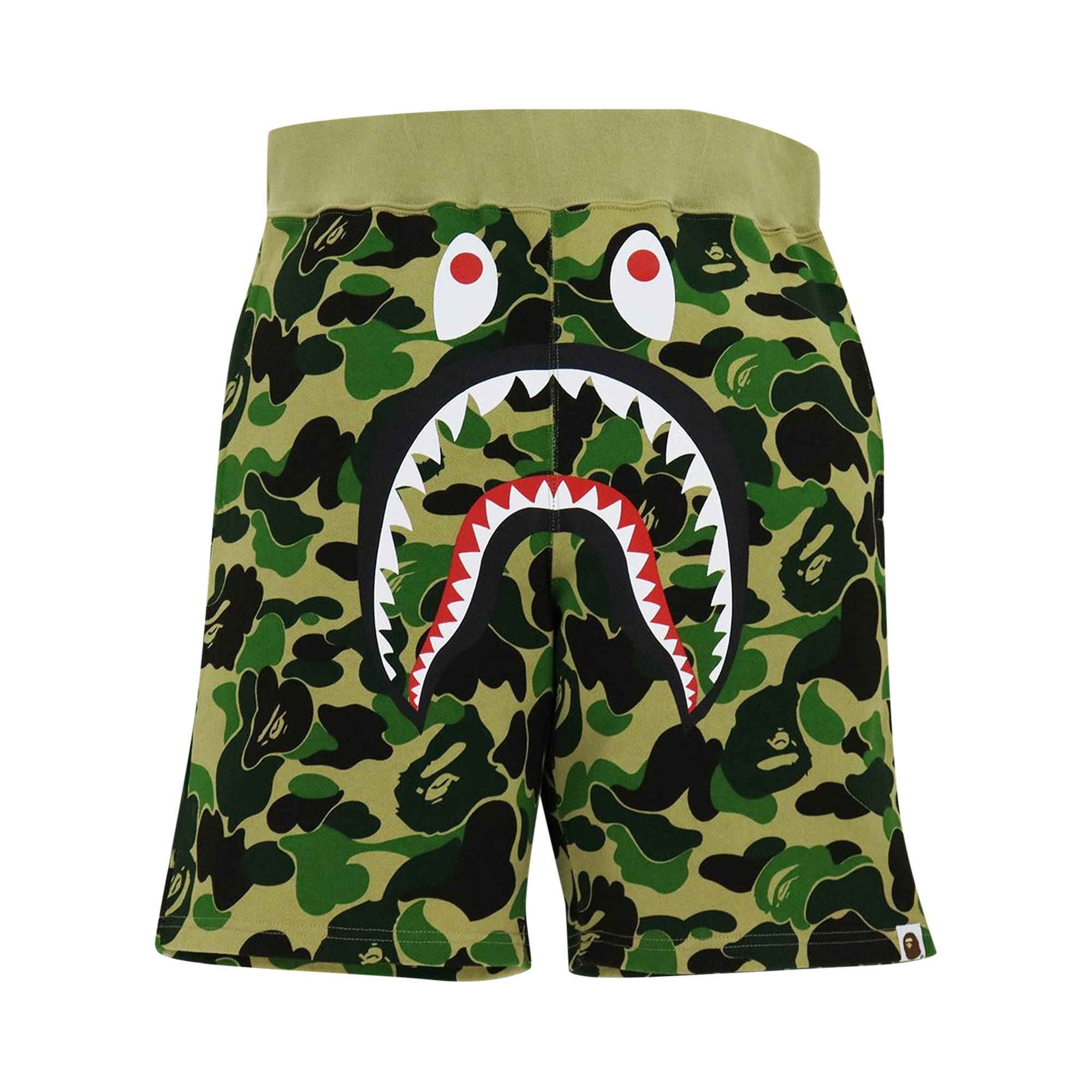 BAPE Big ABC Camo Shark Sweat Shorts 'Green' - 1