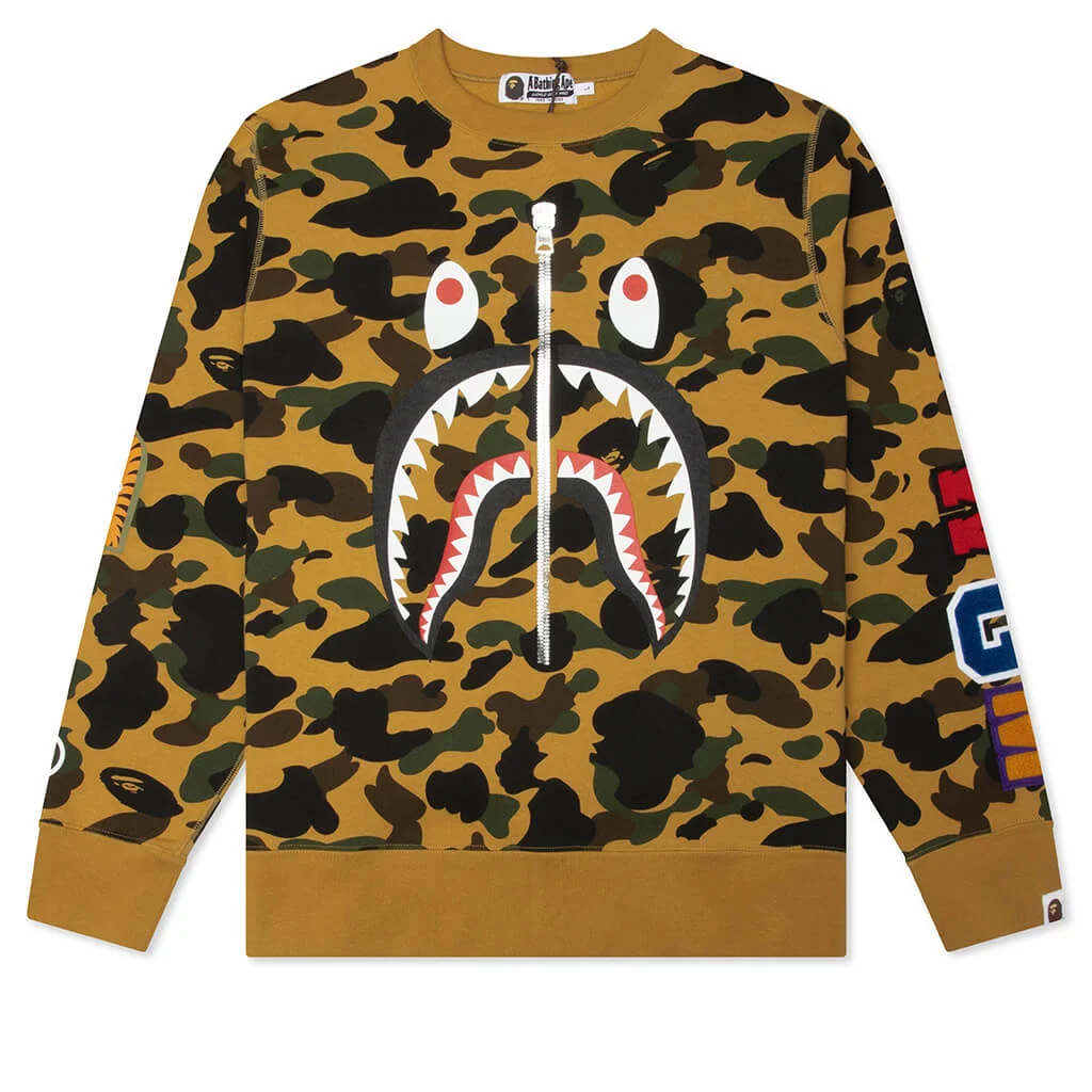 1ST CAMO SHARK CREWNECK SWEATSHIRT - YELLOW - 1