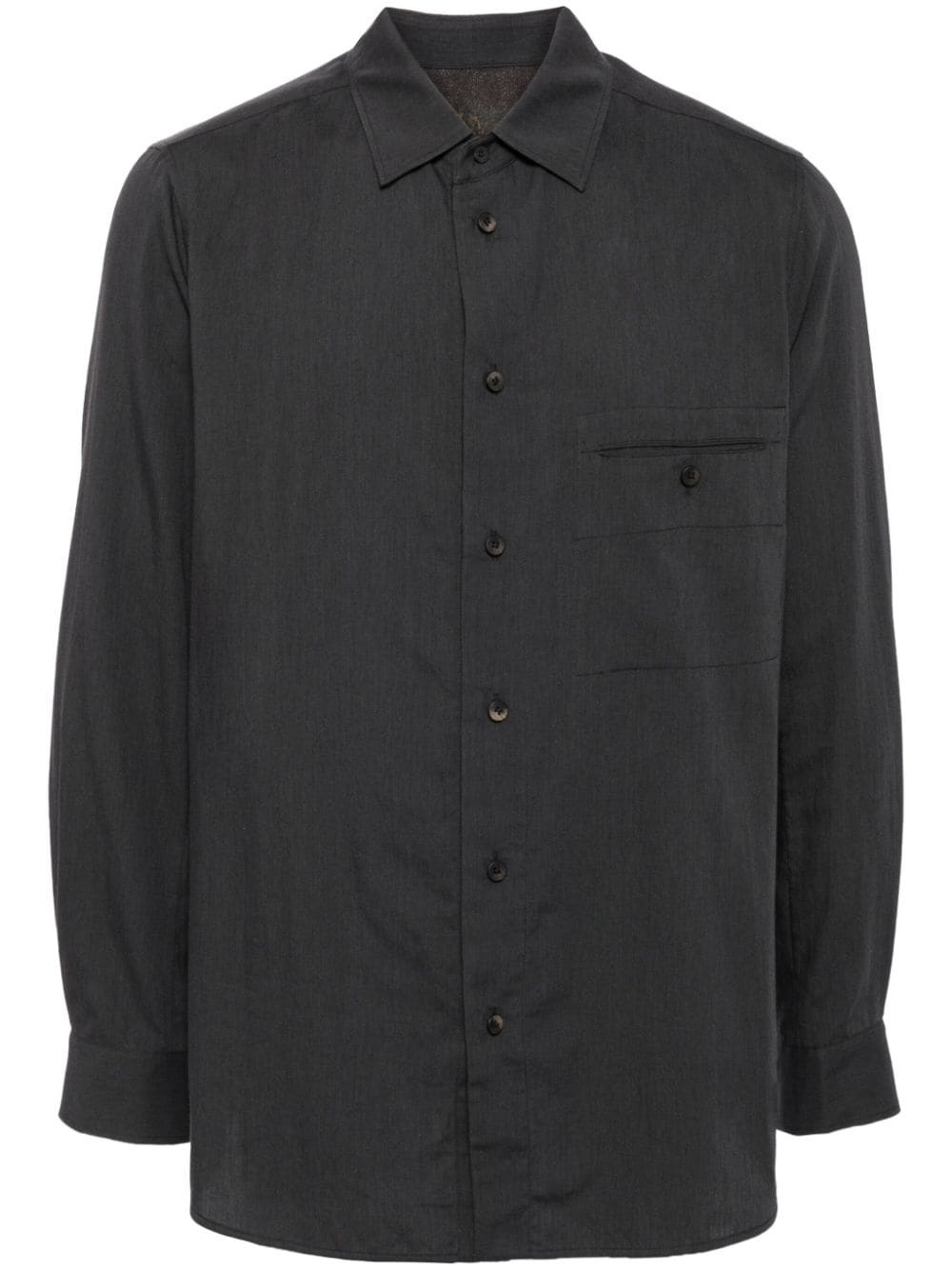 long-sleeve jetted-pocket shirt - 1