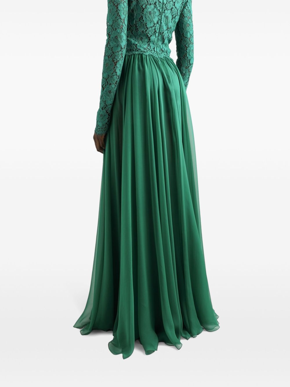 lace-panel gown - 5