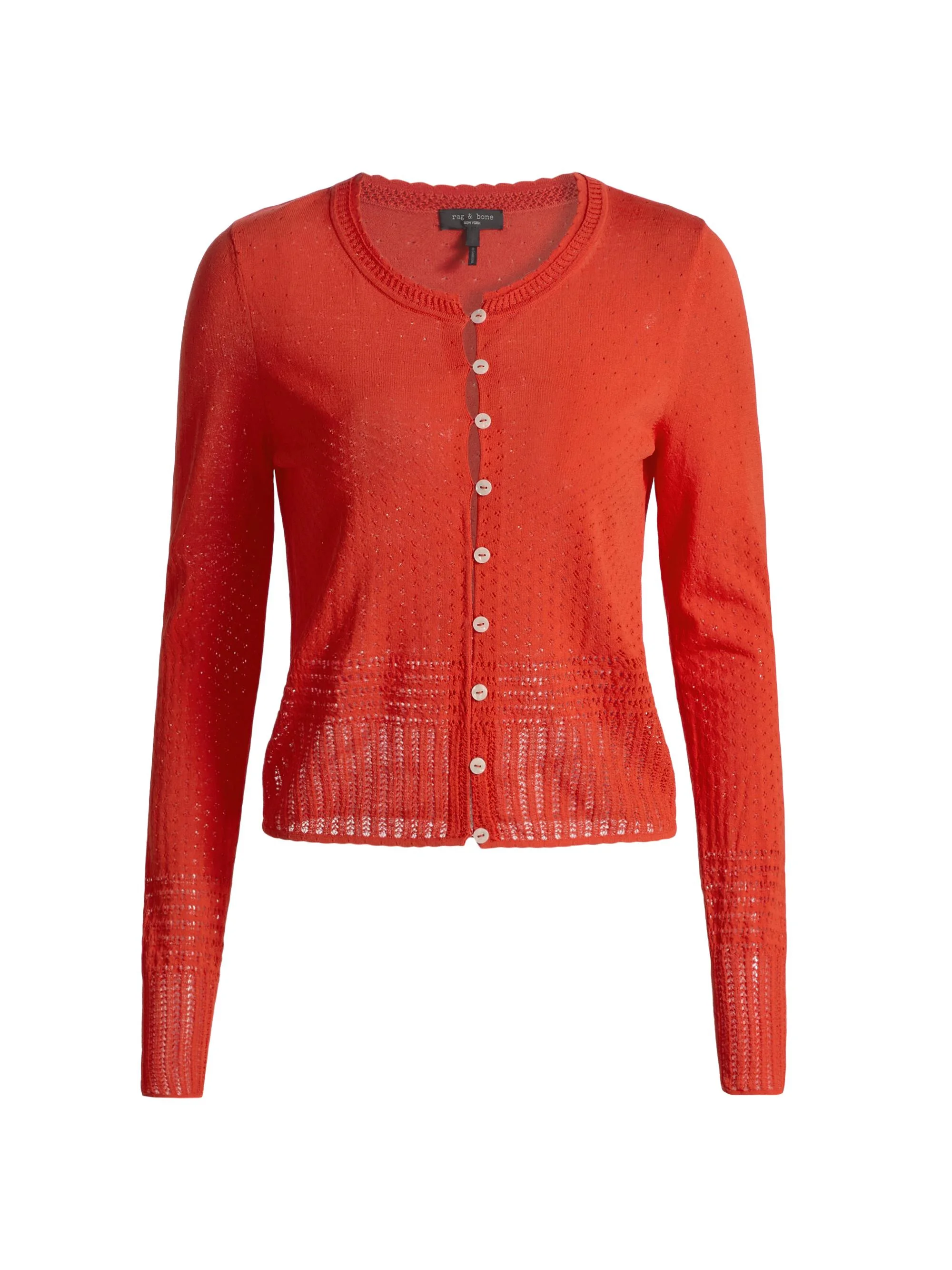 Women's Michelle Pointelle Knit Cardigan - Bright Red - 1