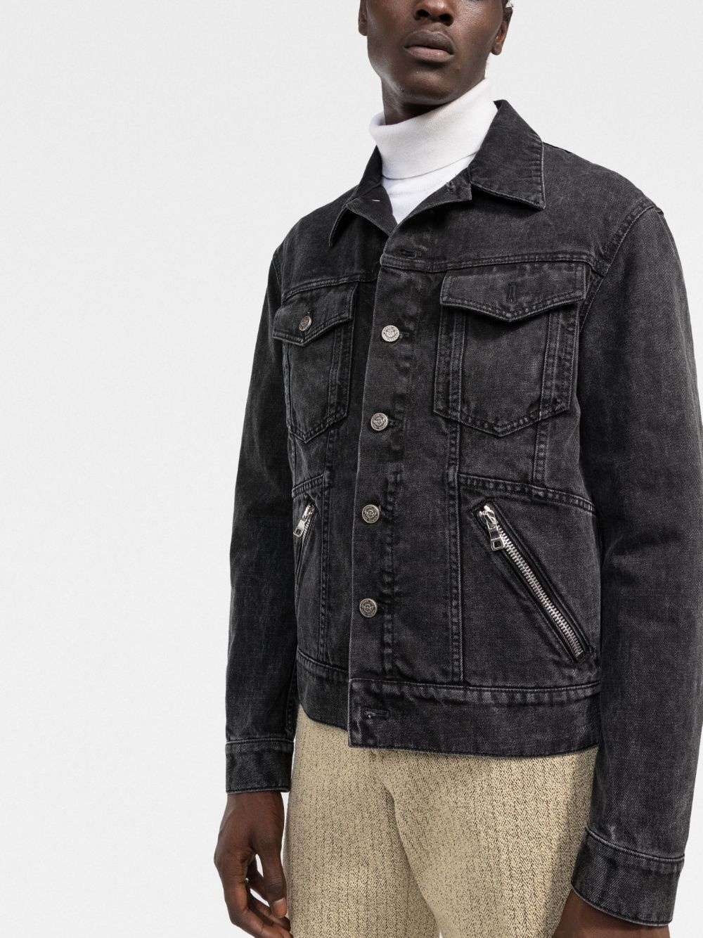 zip-detail denim jacket - 3