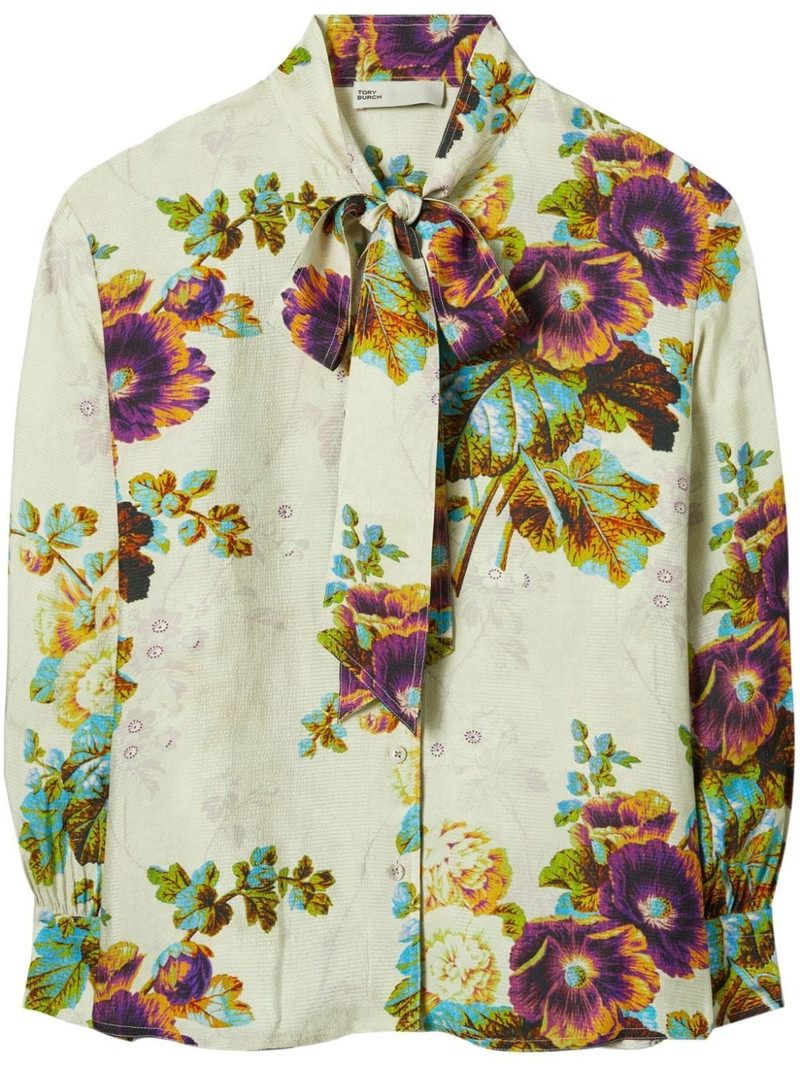 floral-pattern pussy-bow blouse 1