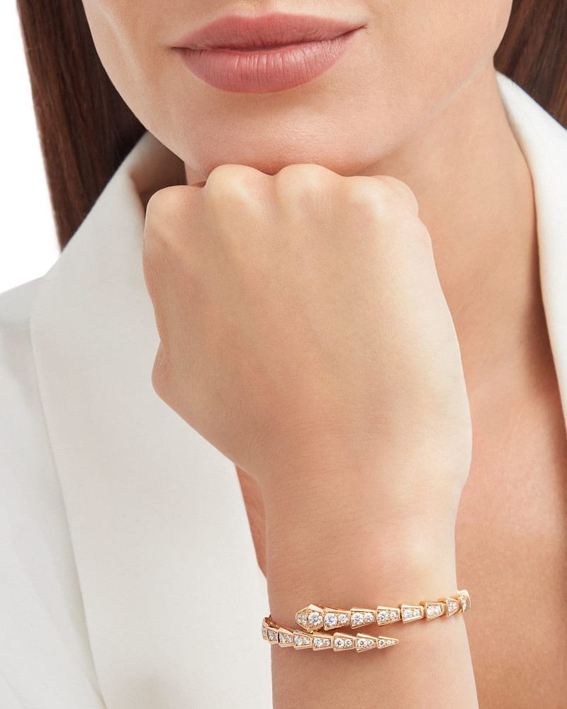 Serpenti 18K Rose Gold Diamond Pavé Thin Bracelet 5