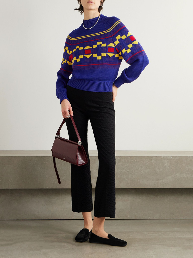 HIGH SPORT Lara intarsia-knit cotton-blend sweater Blue outlook