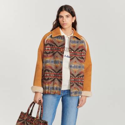 Sandro Graphic printed dual-fabric coat outlook