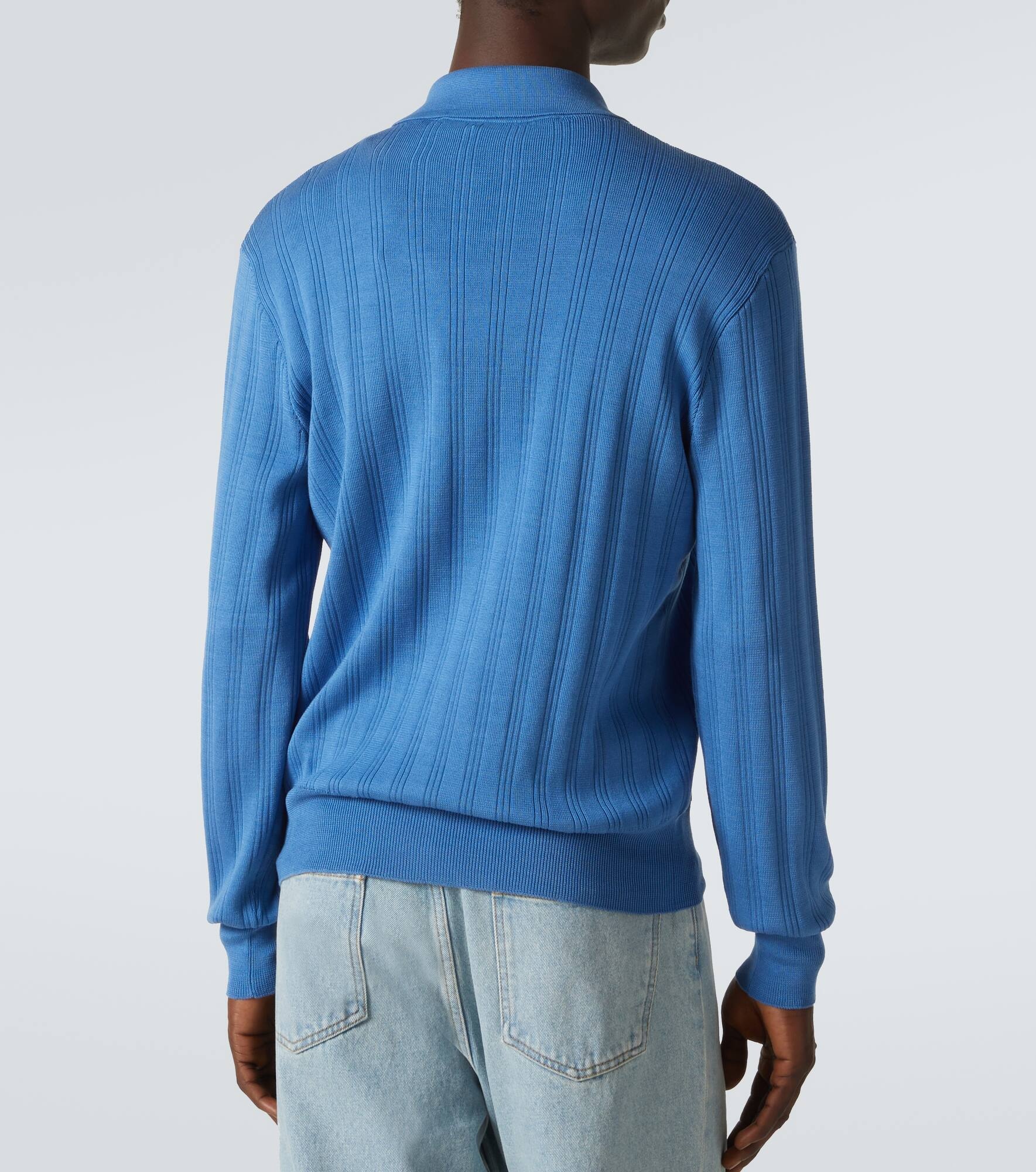 Ribbed-knit cotton polo sweater - 4