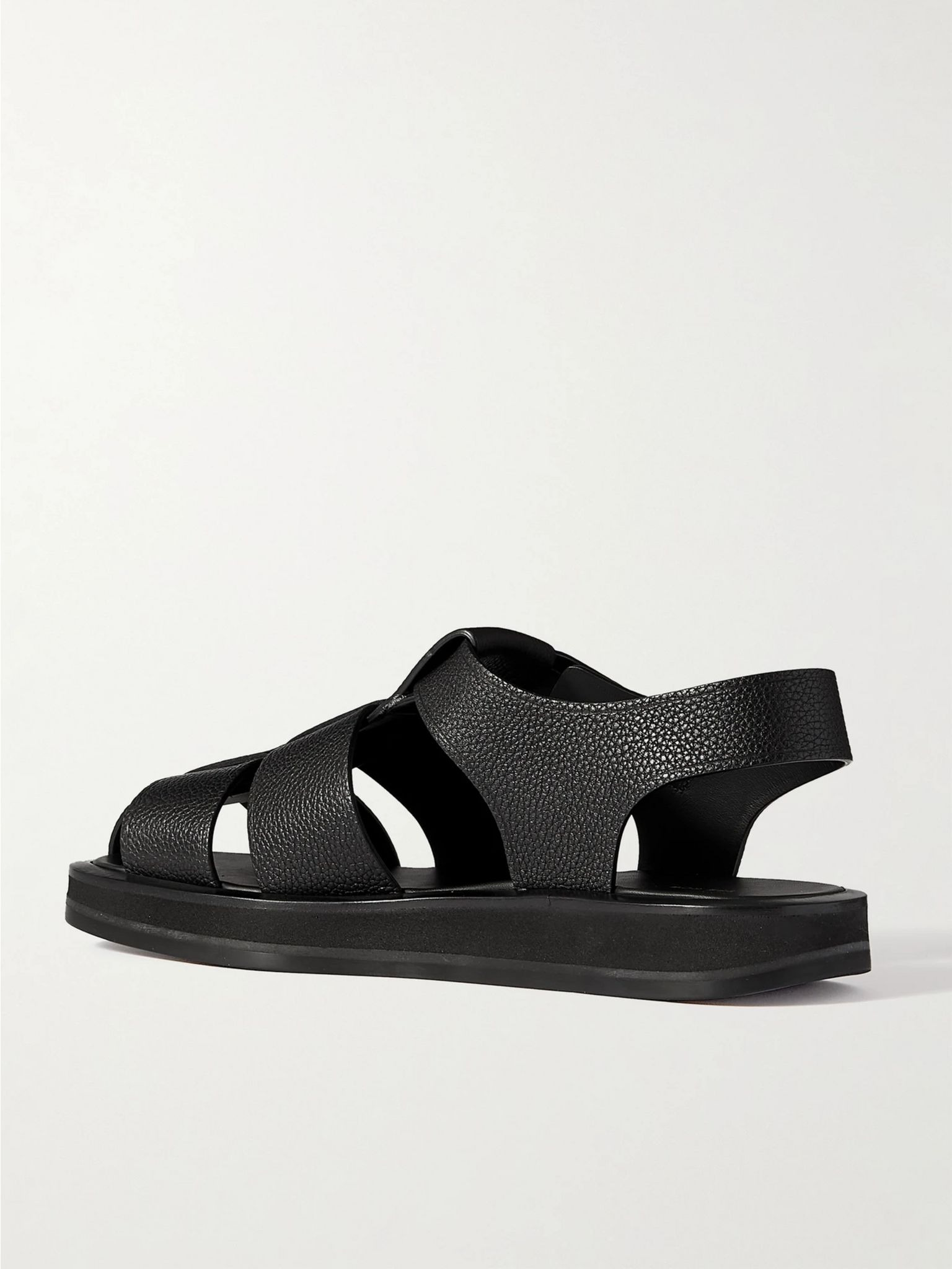 Fisherman woven textured-leather sandals Black - 3