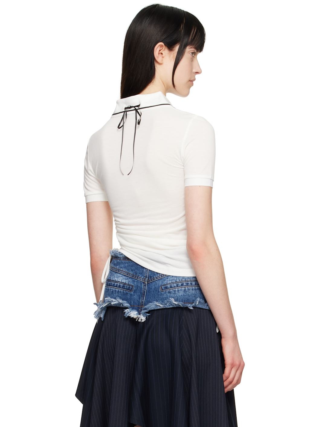 White Halter String Piqué Polo - 3