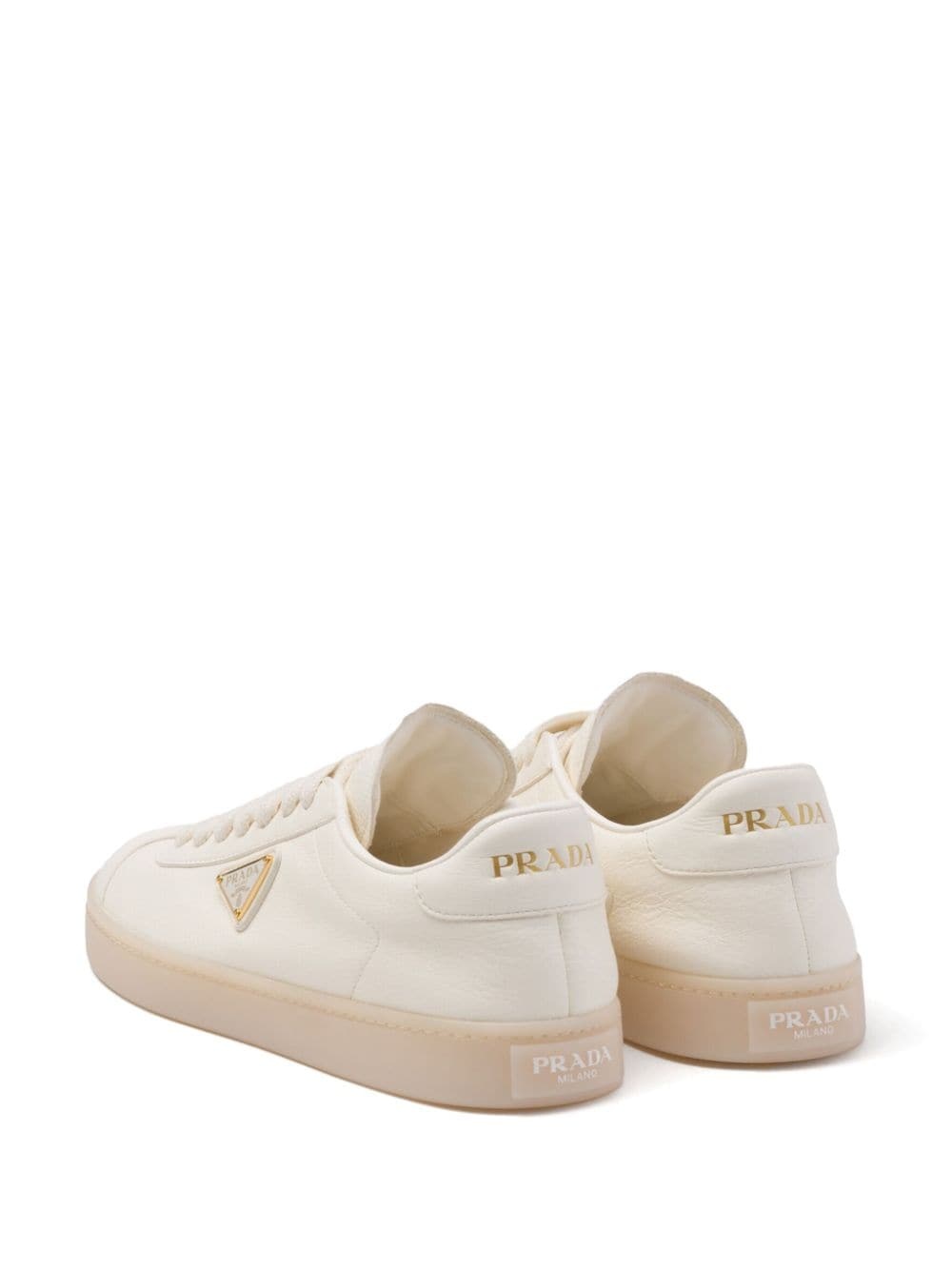 triangle-logo leather sneakers - 3