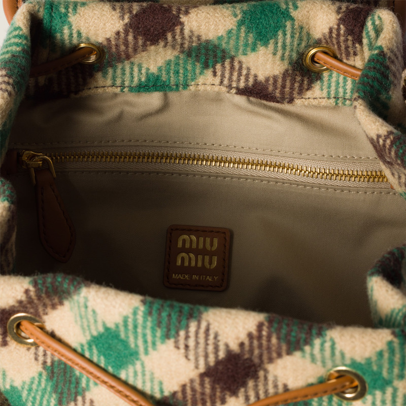 Plaid and leather backpack 4