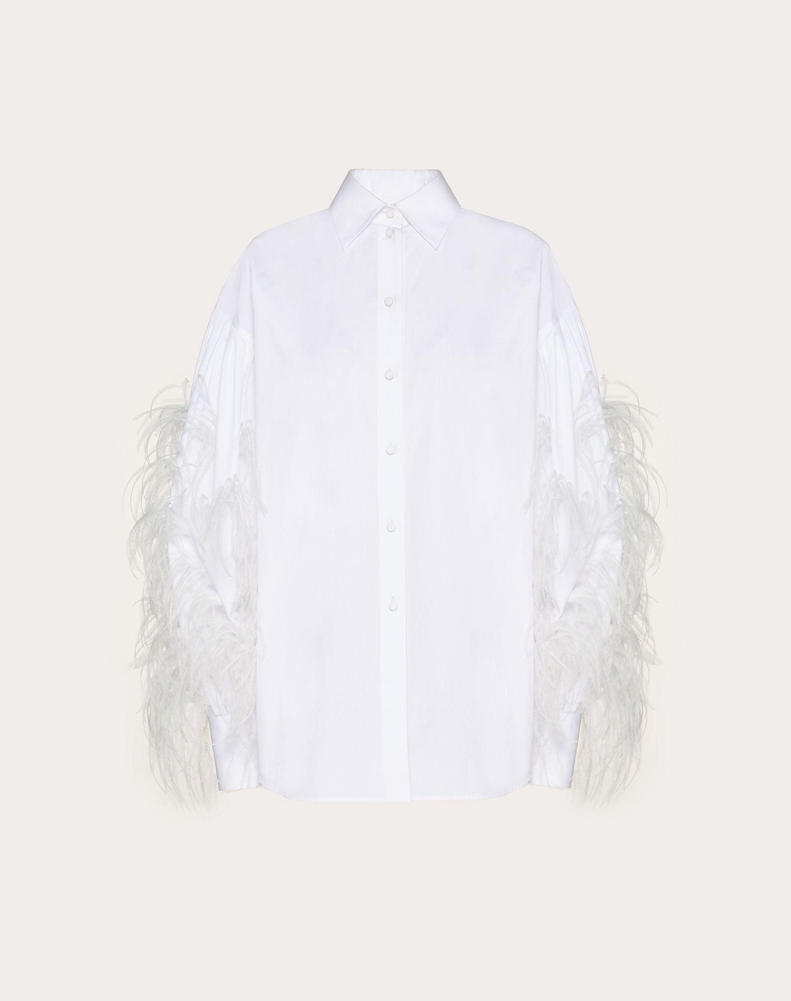 Feather Embroidery Poplin Shirt - 1