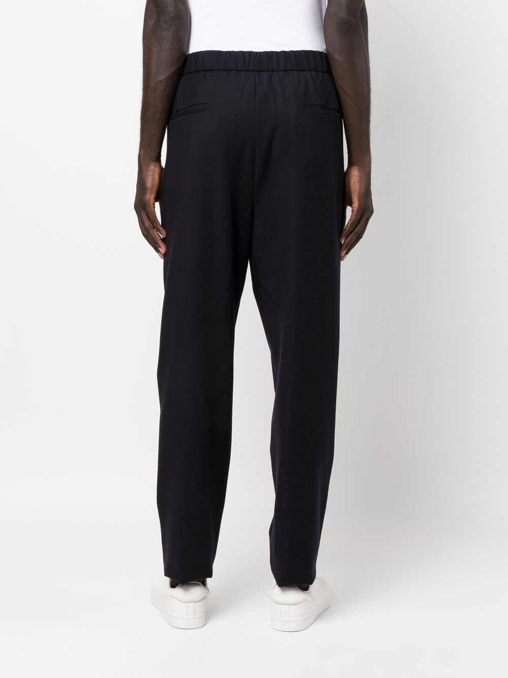 drawstring virgin wool track trousers - 4