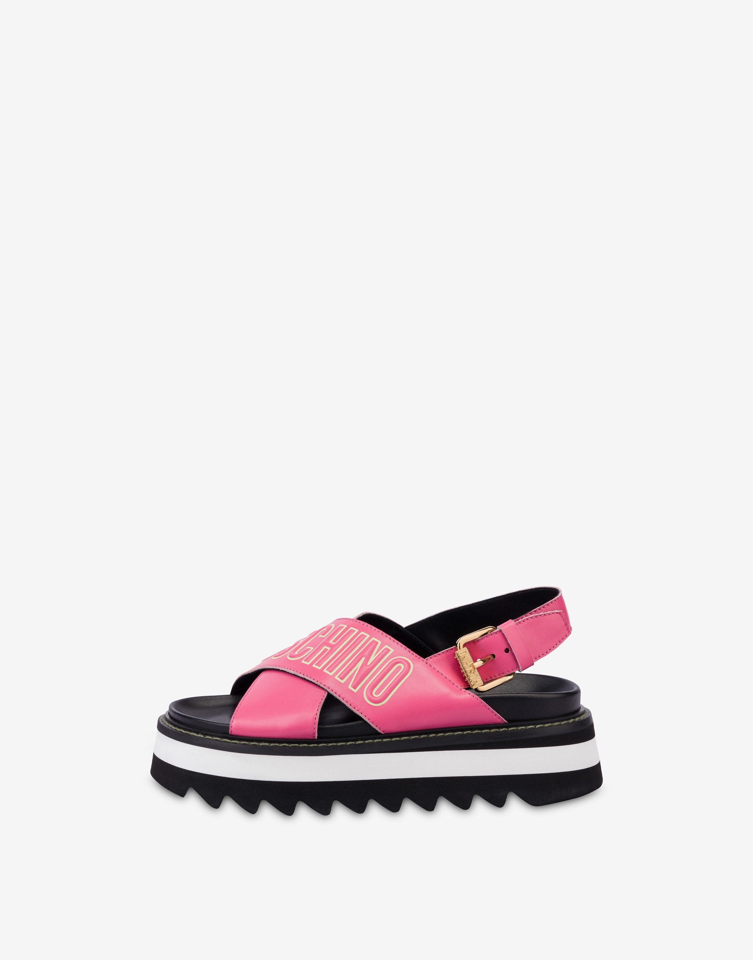 EMBOSSED LOGO PLATFORM SANDALS - 2