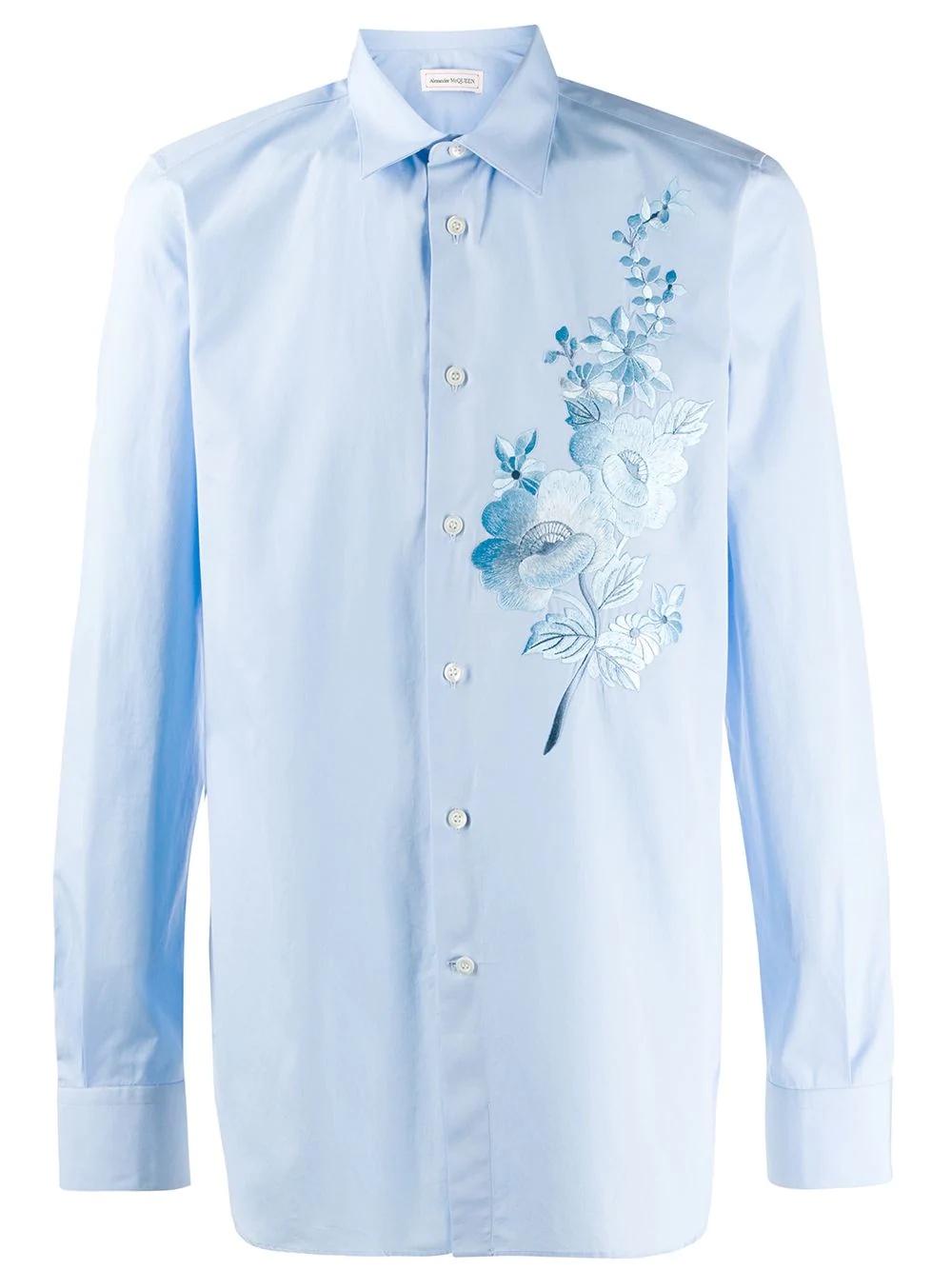 tonal floral embroidered shirt - 1