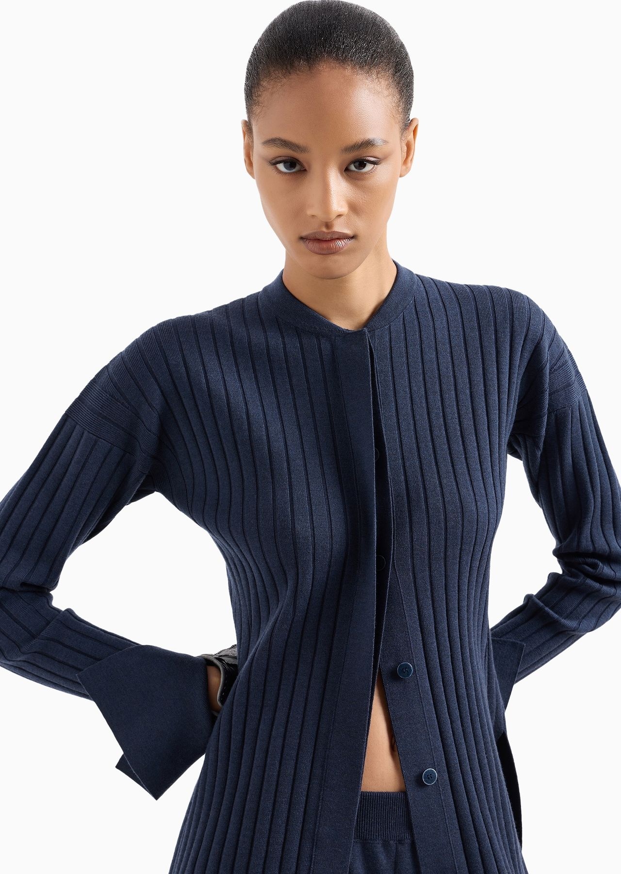 Long, ribbed wool cardigan - 5
