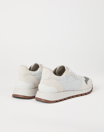 Brunello Cucinelli Suede and techno fabric runners with precious toe outlook