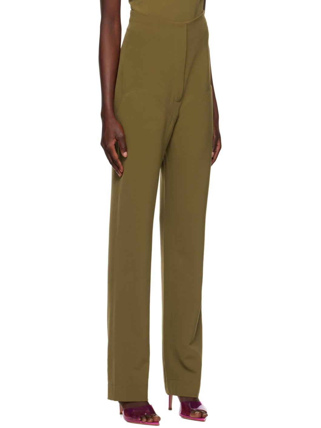 Taupe Bootleg Trousers - 2