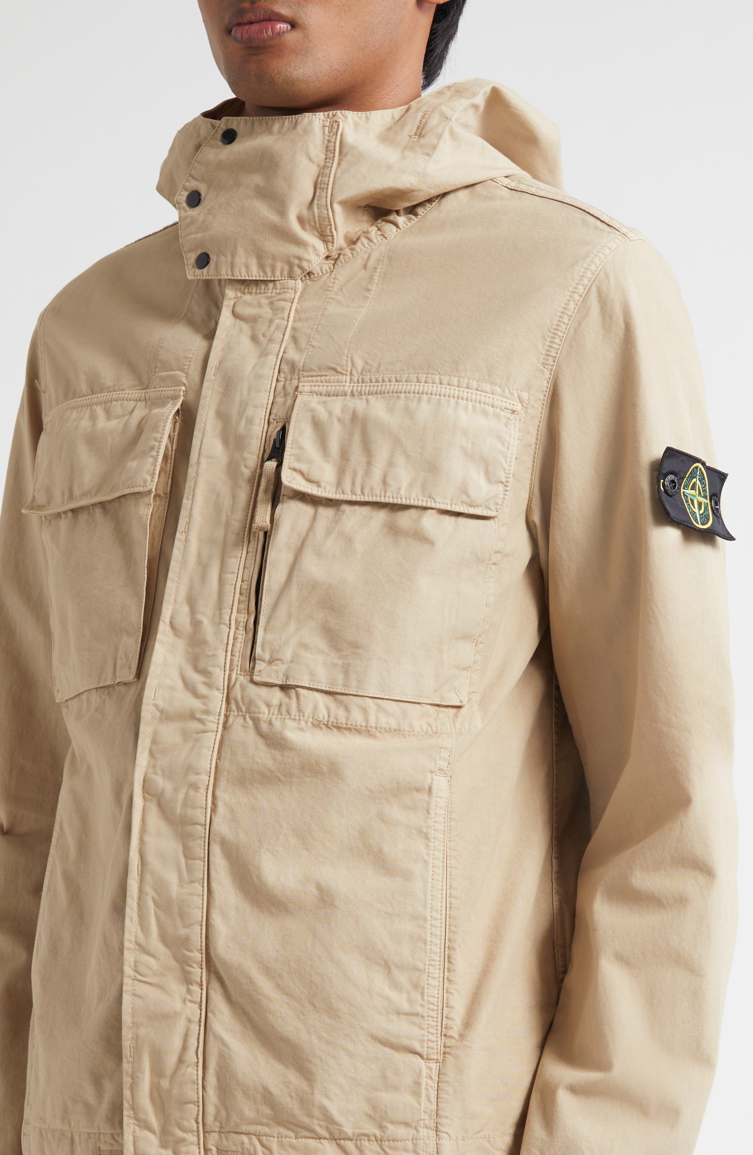 Stone Island Short Cotton Twill Parka in V009A Desert at Nordstrom - 4