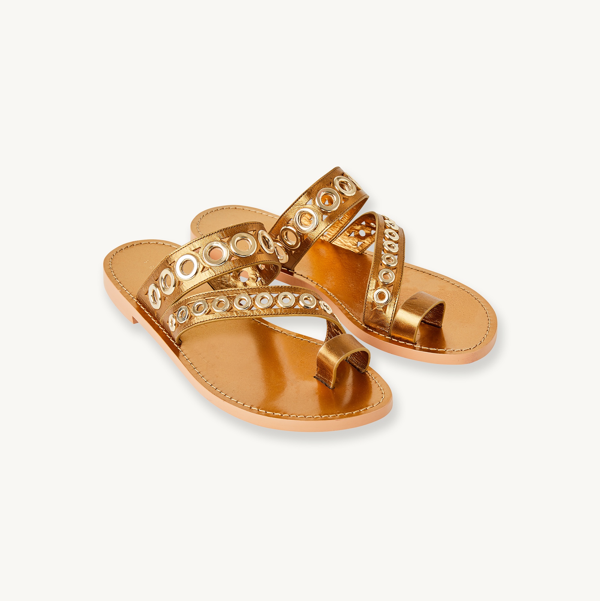 Leather sandals with eyelets - 1